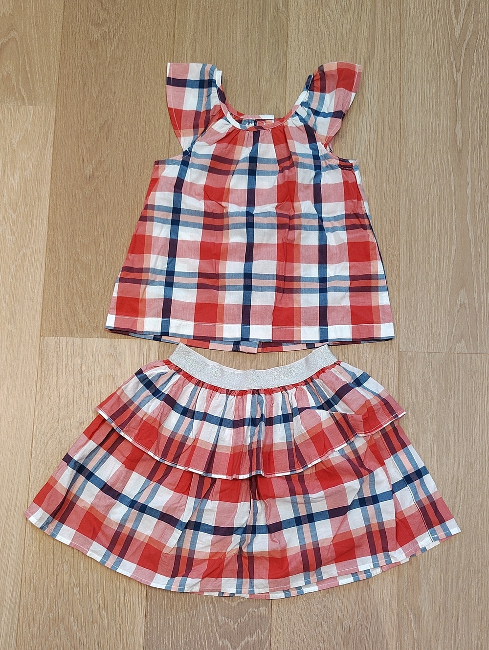 Joe Fresh Red, Navy & White Plaid Girls Two-Piece Set
